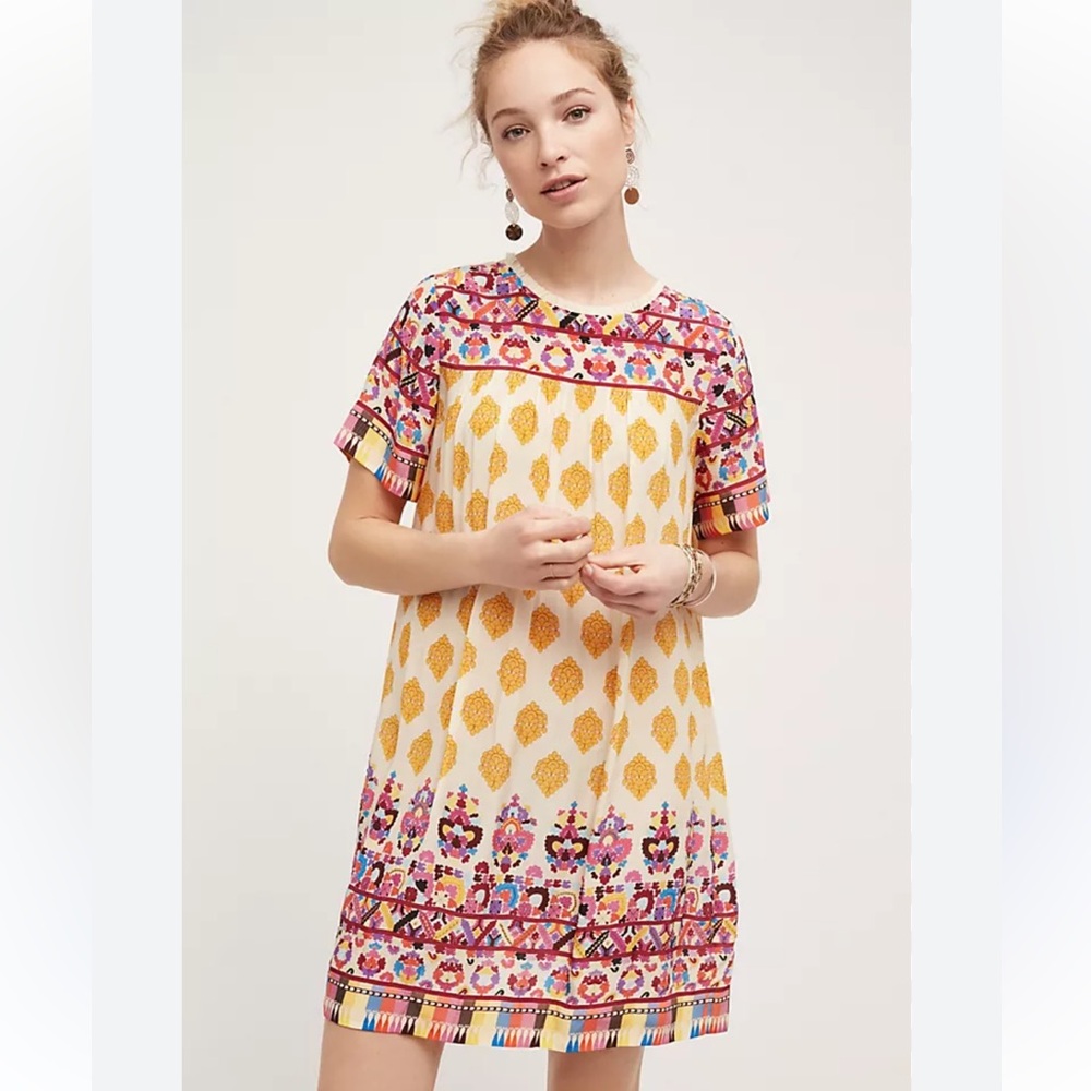 Anthropologie Vibrant Floral Mini Dress